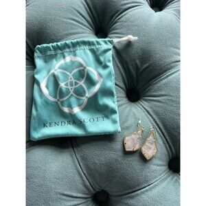 Kendra Scott Statement Earrings Rose Quartz Gold Triangle